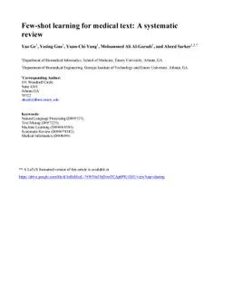 Few-shot learning for medical text: A systematic review