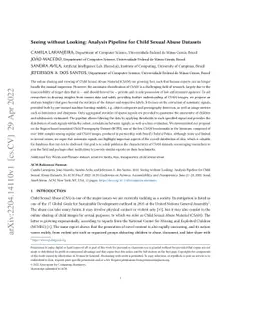 Seeing without Looking: Analysis Pipeline for Child Sexual Abuse
  Datasets