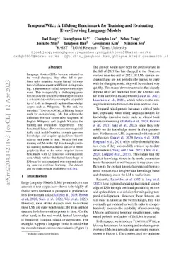 TemporalWiki: A Lifelong Benchmark for Training and Evaluating
  Ever-Evolving Language Models