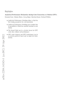 Analytical Performance Estimation during Code Generation on Modern GPUs
