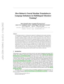 How Robust is Neural Machine Translation to Language Imbalance in
  Multilingual Tokenizer Training?
