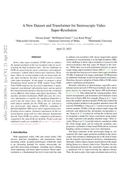 A New Dataset and Transformer for Stereoscopic Video Super-Resolution