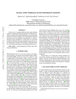 Neural Topic Modeling of Psychotherapy Sessions