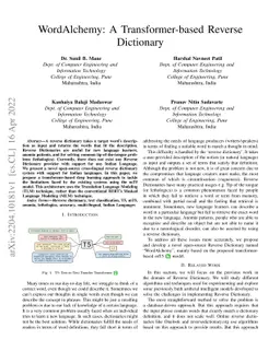 WordAlchemy: A transformer-based Reverse Dictionary