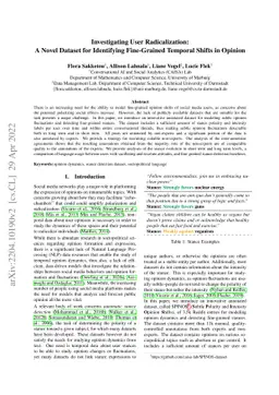 Investigating User Radicalization: A Novel Dataset for Identifying
  Fine-Grained Temporal Shifts in Opinion
