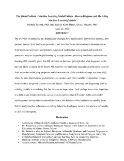 The Silent Problem -- Machine Learning Model Failure -- How to Diagnose
  and Fix Ailing Machine Learning Models