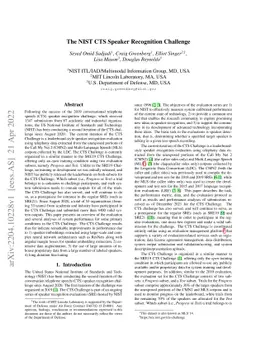 The NIST CTS Speaker Recognition Challenge