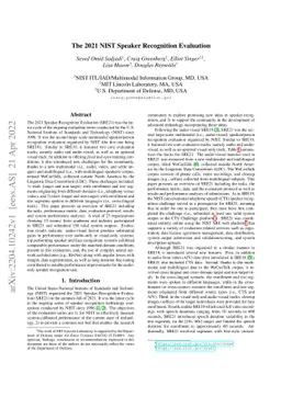 The 2021 NIST Speaker Recognition Evaluation