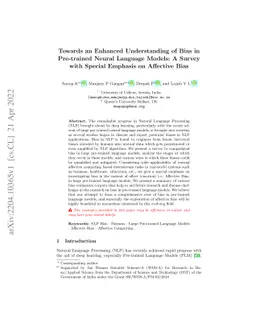 Towards an Enhanced Understanding of Bias in Pre-trained Neural Language
  Models: A Survey with Special Emphasis on Affective Bias