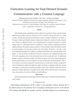 Curriculum Learning for Goal-Oriented Semantic Communications with a
  Common Language