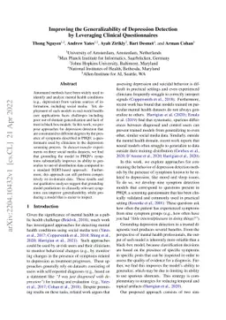 Improving the Generalizability of Depression Detection by Leveraging
  Clinical Questionnaires