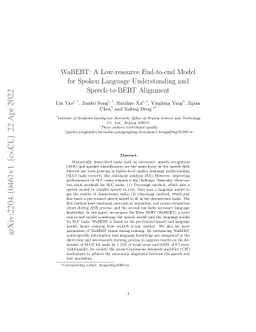 WaBERT: A Low-resource End-to-end Model for Spoken Language
  Understanding and Speech-to-BERT Alignment