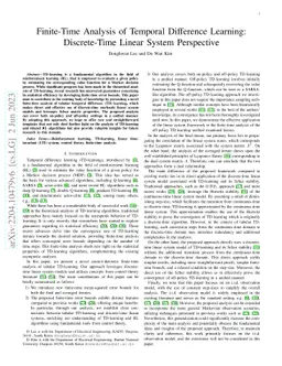 Finite-Time Analysis of Temporal Difference Learning: Discrete-Time
  Linear System Perspective