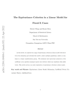 The Equivariance Criterion in a Linear Model for Fixed-X Cases