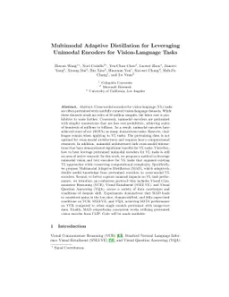 Multimodal Adaptive Distillation for Leveraging Unimodal Encoders for
  Vision-Language Tasks