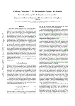 Unifying Cosine and PLDA Back-ends for Speaker Verification
