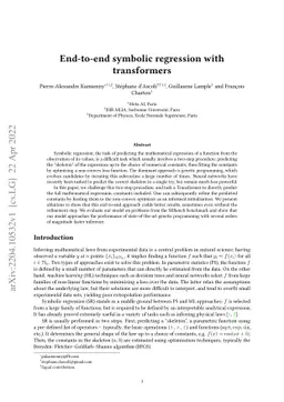 End-to-end symbolic regression with transformers