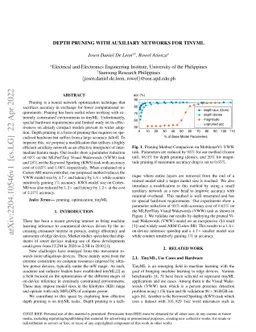 Depth Pruning with Auxiliary Networks for TinyML