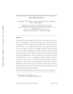 Log-based Sparse Nonnegative Matrix Factorization for Data
  Representation