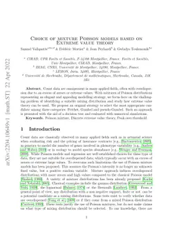 Choice of mixture Poisson models based on Extreme value theory