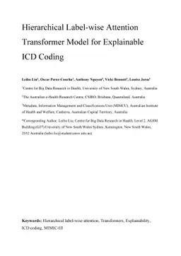 Hierarchical Label-wise Attention Transformer Model for Explainable ICD
  Coding