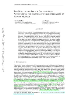 The Boltzmann Policy Distribution: Accounting for Systematic
  Suboptimality in Human Models