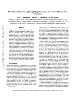 Dite-HRNet: Dynamic Lightweight High-Resolution Network for Human Pose
  Estimation