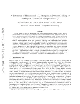 A Taxonomy of Human and ML Strengths in Decision-Making to Investigate
  Human-ML Complementarity