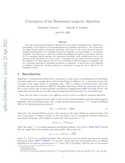 Convergence of the Riemannian Langevin Algorithm
