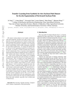 Transfer Learning from Synthetic In-vitro Soybean Pods Dataset for
  In-situ Segmentation of On-branch Soybean Pod