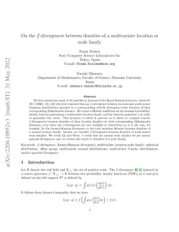 A note on the $f$-divergences between multivariate location-scale
  families with either prescribed scale matrices or location parameters