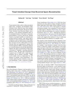 Visual Attention Emerges from Recurrent Sparse Reconstruction