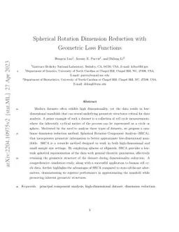 Spherical Rotation Dimension Reduction with Geometric Loss Functions