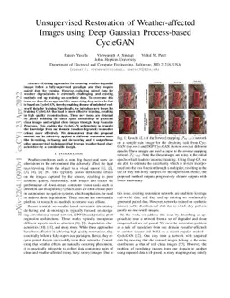 Unsupervised Restoration of Weather-affected Images using Deep Gaussian
  Process-based CycleGAN