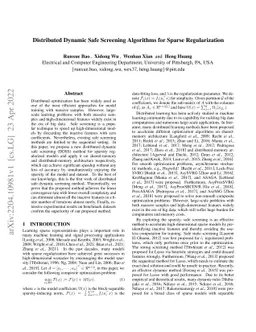 Distributed Dynamic Safe Screening Algorithms for Sparse Regularization