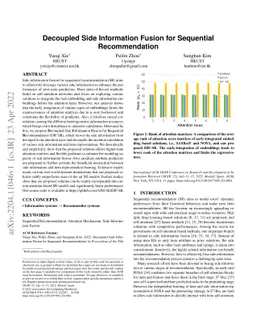 Decoupled Side Information Fusion for Sequential Recommendation