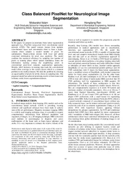 Class Balanced PixelNet for Neurological Image Segmentation