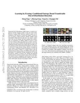Learning by Erasing: Conditional Entropy based Transferable
  Out-Of-Distribution Detection