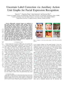 Uncertain Label Correction via Auxiliary Action Unit Graphs for Facial
  Expression Recognition
