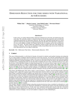 Dimension Reduction for time series with Variational AutoEncoders