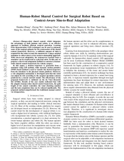 Human-Robot Shared Control for Surgical Robot Based on Context-Aware
  Sim-to-Real Adaptation