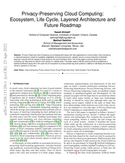 Privacy-Preserving Cloud Computing: Ecosystem, Life Cycle, Layered
  Architecture and Future Roadmap