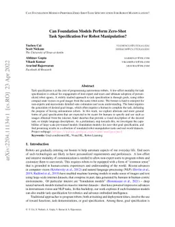 Can Foundation Models Perform Zero-Shot Task Specification For Robot
  Manipulation?
