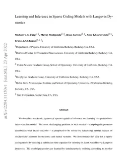 Learning and Inference in Sparse Coding Models with Langevin Dynamics