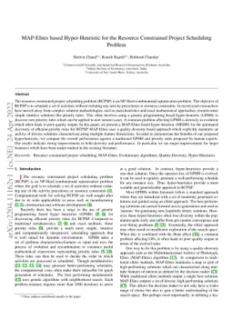 MAP-Elites based Hyper-Heuristic for the Resource Constrained Project
  Scheduling Problem