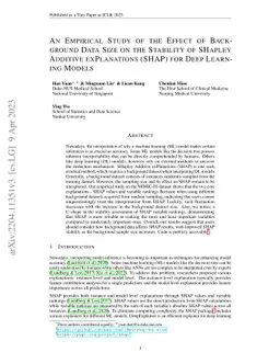 An empirical study of the effect of background data size on the
  stability of SHapley Additive exPlanations (SHAP) for deep learning models