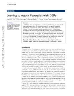 Learning to Attack Powergrids with DERs
