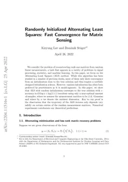 Randomly Initialized Alternating Least Squares: Fast Convergence for
  Matrix Sensing