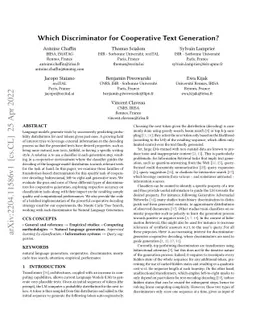 Which Discriminator for Cooperative Text Generation?