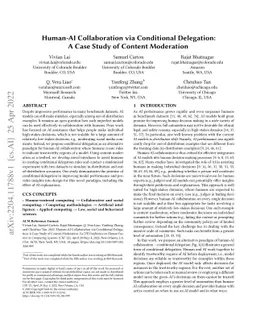 Human-AI Collaboration via Conditional Delegation: A Case Study of
  Content Moderation